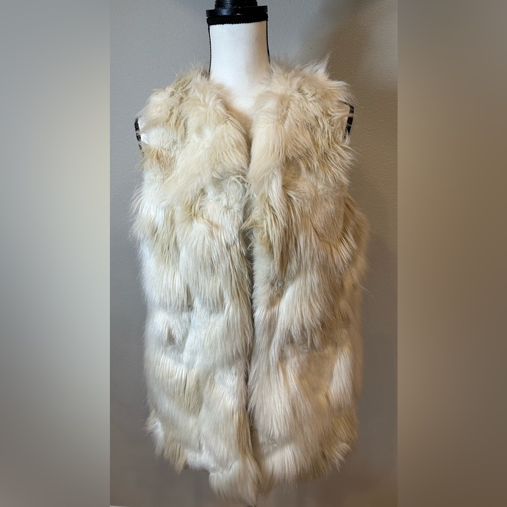French Connection cream faux fur vest